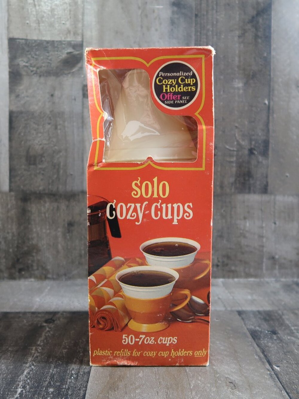 Solo Cozy Cups 50 7oz Plastic Cup Refills Vintage Retro Sealed Box 1970 Unopened